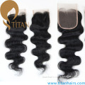 Human Hair Piece Swiss Lace Top Closure with Bay Hair